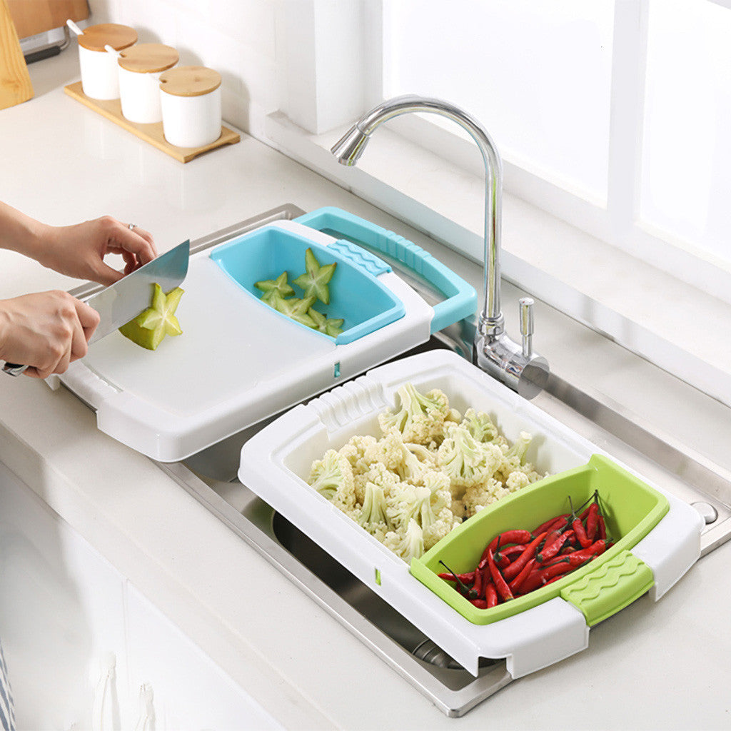Multi-Use Drain Cutting Board for Clean, Organized Meal Prep
